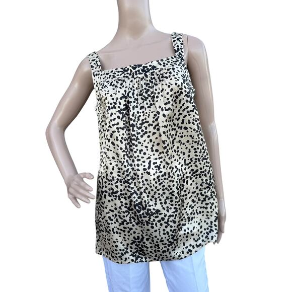 St. John S Silk Tunic Tan Black Leopard Print Sleeveless Shell Top Pre Fall 2015 - Picture 2 of 10